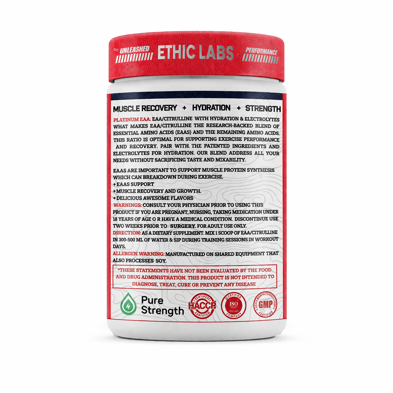 Ethic Labs Platinum EAA + Citrulline – Essential Amino Acids, Muscle Recovery, Pump & Hydration Support | 30 Servings | Blue Ice