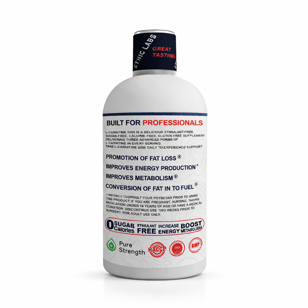 Ethic Labs Carnitine 3550 Liquid L-Carnitine with GBB | Fat Metabolism, Energy & Endurance Support ( Blood Orange & Blue Berry )