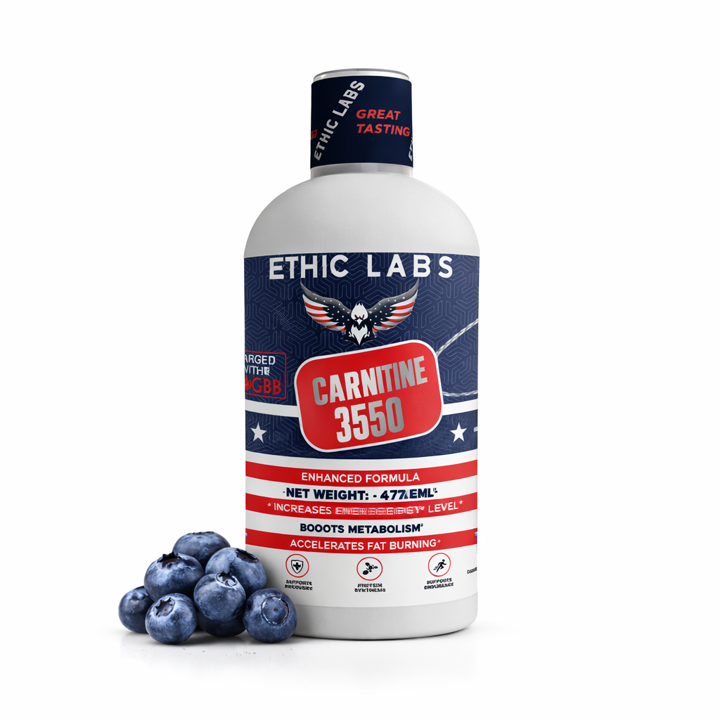 Ethic Labs Carnitine 3550 Liquid L-Carnitine with GBB | Fat Metabolism, Energy & Endurance Support ( Blood Orange & Blue Berry )
