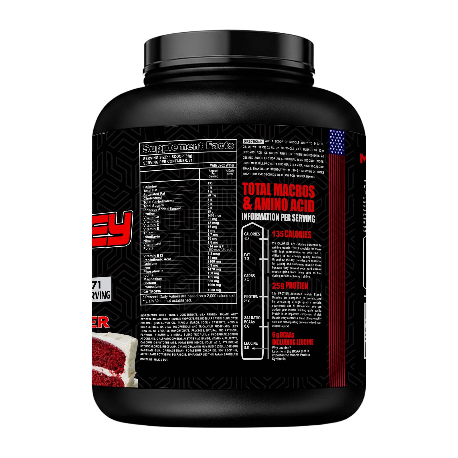 Ethic Labs Muscle Whey 5.512 LBS – 25g Protein, 6g BCAAs | Red Velvet